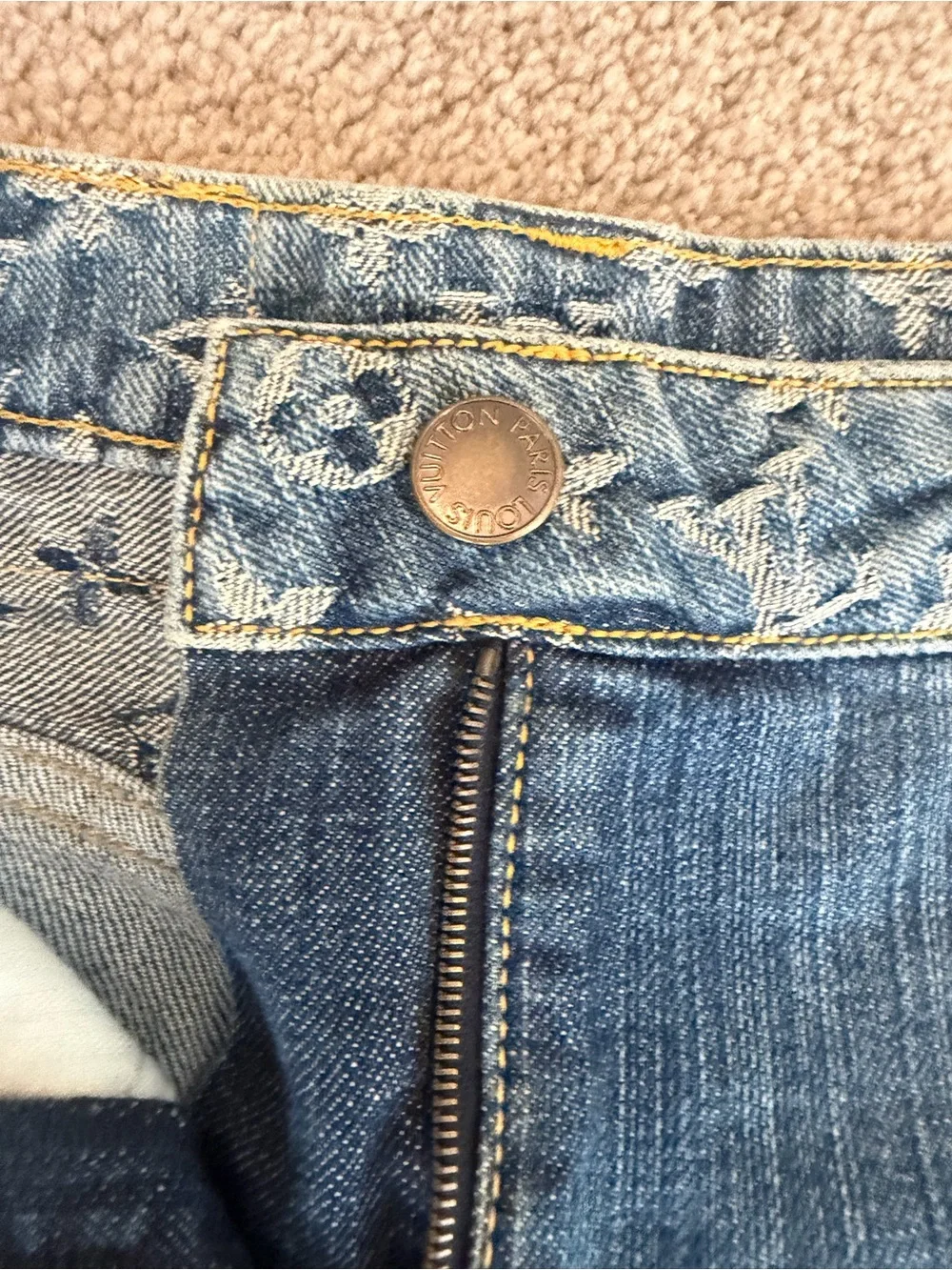 Vintage LOUIS VUITTON Marc Jacobs Monogram Denim Shorts FR 36 US 2 4 Y2K 2000s
